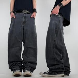 Vintage y2k faded black grunge archive baggy wide leg skater jeans